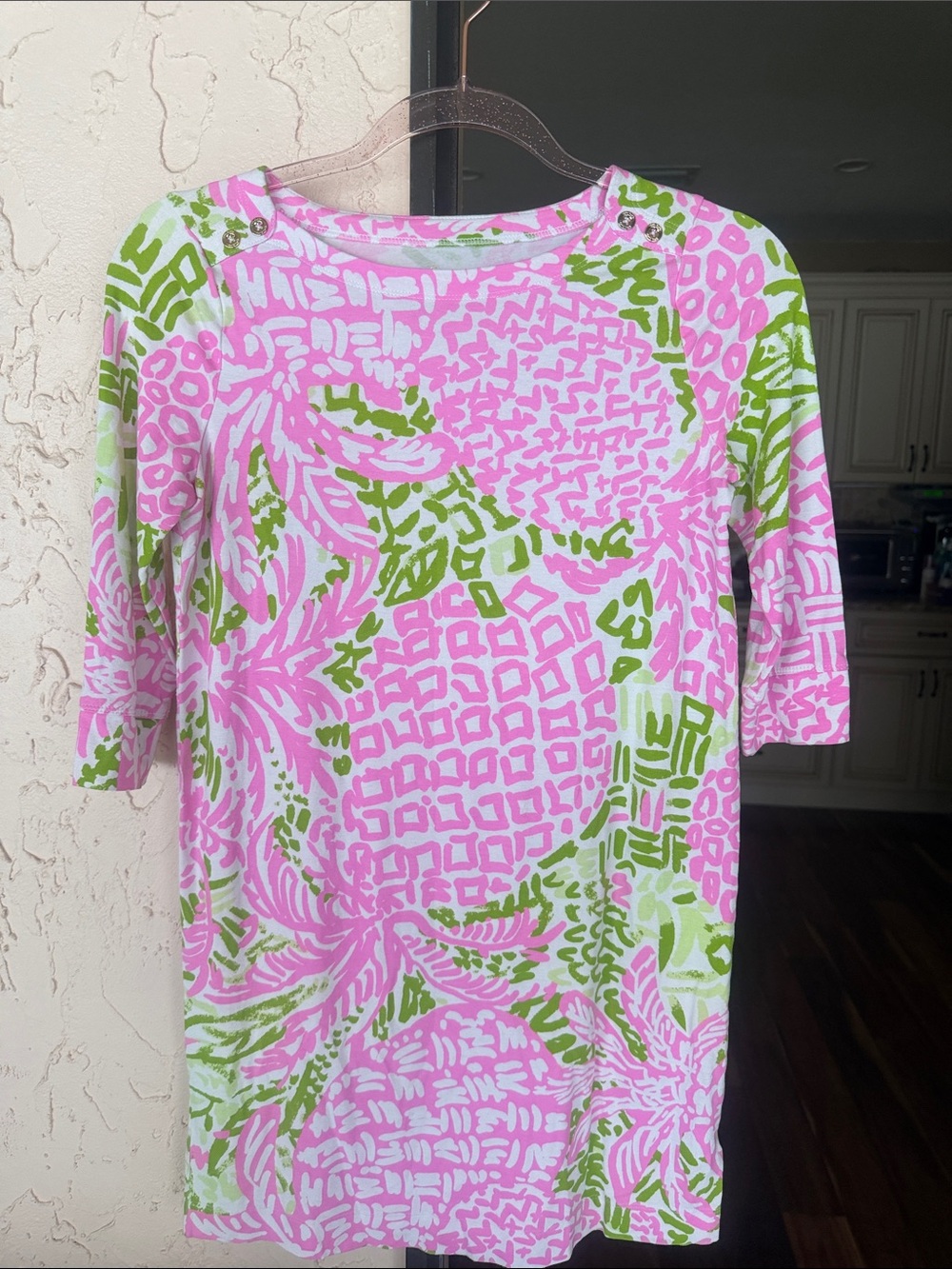 Lilly Pulitzer Pink and Green Printed Tunic Top